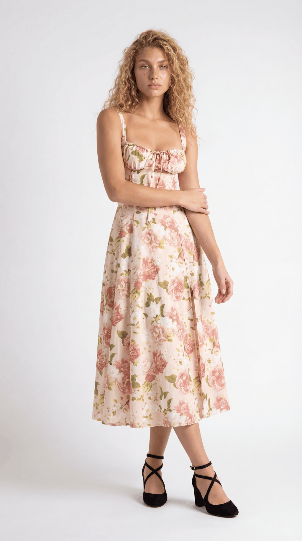 Stella – Florales Midi Sommerkleid
