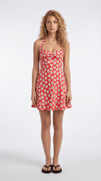 Eleni – Neckholder Mini-Sommerkleid mit floralem Print