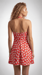 Eleni – Neckholder Mini-Sommerkleid mit floralem Print