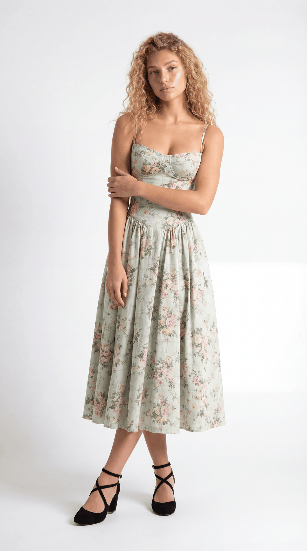 Fiona – Florales Midi Sommerkleid