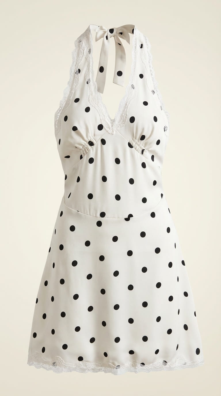 Sofia – Neckholder Mini- Sommerkleid mit Polka Dots