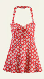 Eleni – Neckholder Mini-Sommerkleid mit floralem Print