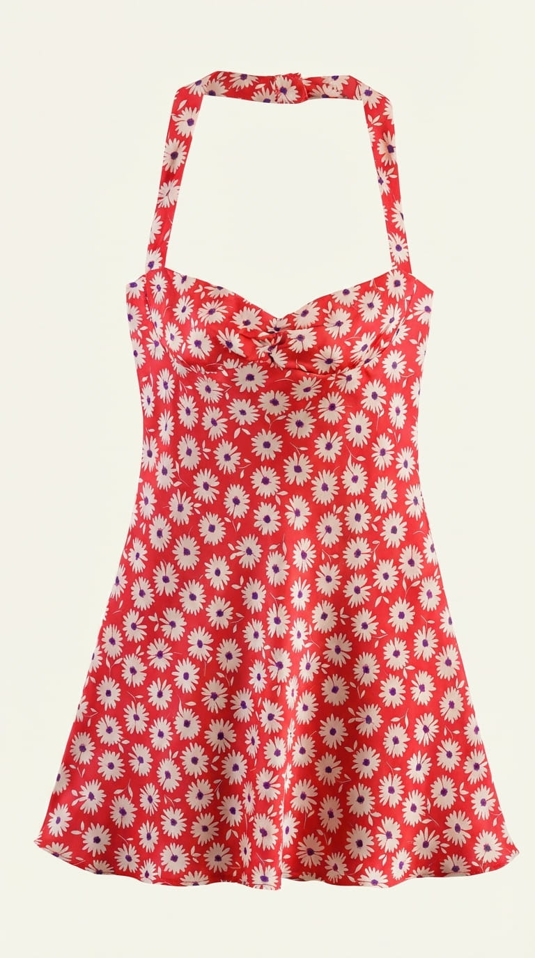Eleni – Neckholder Mini-Sommerkleid mit floralem Print