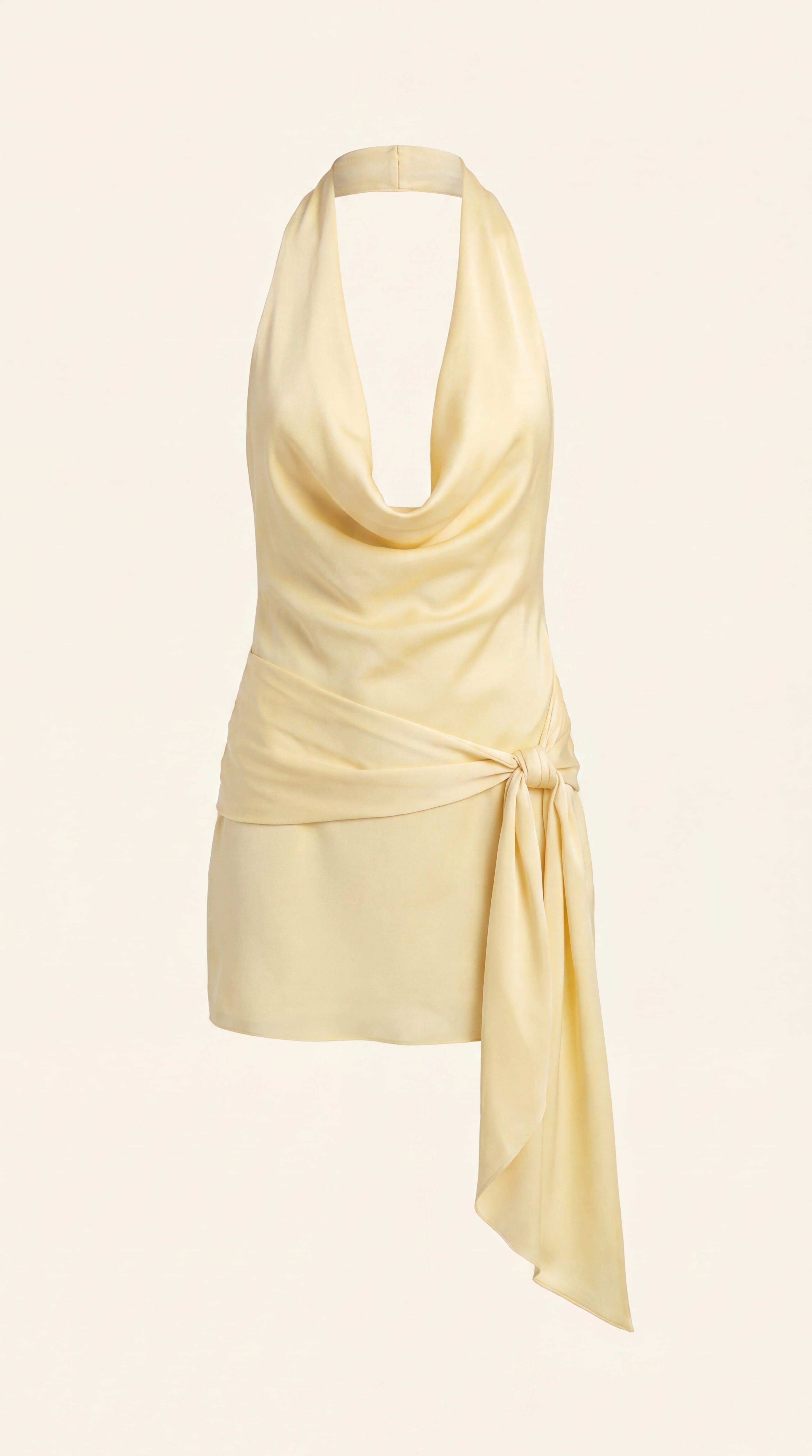Bianca – Elegantes Neckholder Mini- Sommerkleid in Apricot