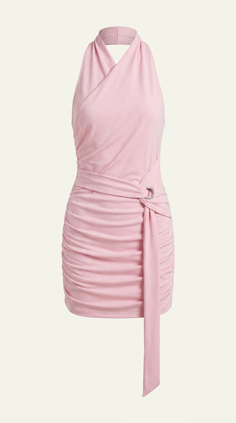 Elena – Neckholder Mini- Sommerkleid in Rosé