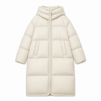 Freya – Lange Daunenjacke mit abnehmbarer Kapuze